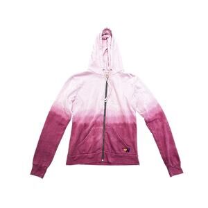 Aviator Nation Faded Berry Ombre Hoodie Full Zip Lounge Sweatshirt Jacket Small